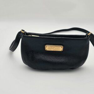 Marc Jacobs New York Crossbody Purse Handbag Black Leather Small Gold Hardware